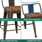 WENTMENT Bar Stools Set of 4 Counter Height Bar Stools Metal Barstools - Image 6