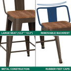 WENTMENT Bar Stools Set of 4 Counter Height Bar Stools Metal Barstools - Image 6