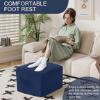 MeMoreCool Square Stuffed Pouf Ottoman Foot Rest, Floor Pouf Foot Stool - Image 3