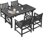 5-Piece HDPE Patio Dining Set, Outdoor Table and Chairs by SeeHill