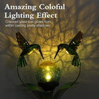 Solar Lights Outdoor Metal Garden Stake Waterproof Crackle Glass Globe Garden - Image 9