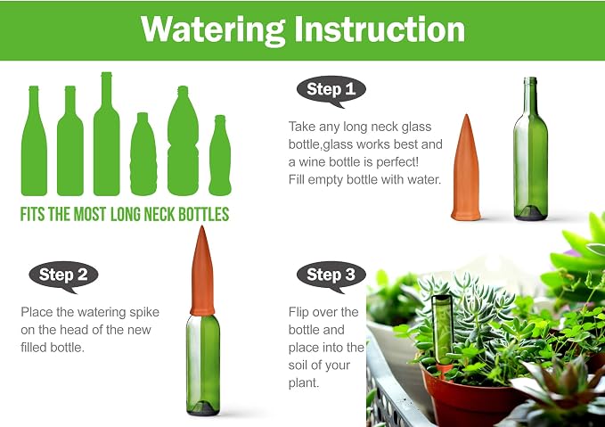 B SEPOR Ceramic Plant Waterer Set of 6 Pack Terracotta Self Watering Spikes - Image 4