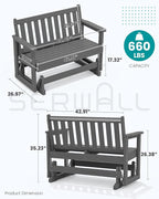 SERWALL Outdoor Glider Bench Set of 4, HDPE Weather-Resistant Swinging Bench - Image 2