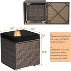 RELAX4LIFE Wicker Outdoor Storage Ottoman, 2-Piece Rattan Footstool w/Removable - Image 3