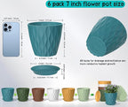 6 Pack 7 Inch Plant Pots with Drainage and Saucers, Stackable Nursery Planters - Image 2