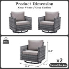 Belord Wicker Chairs Outdoor Bistro Set Oversize Patio Swivel Rocker, Rattan - Image 2
