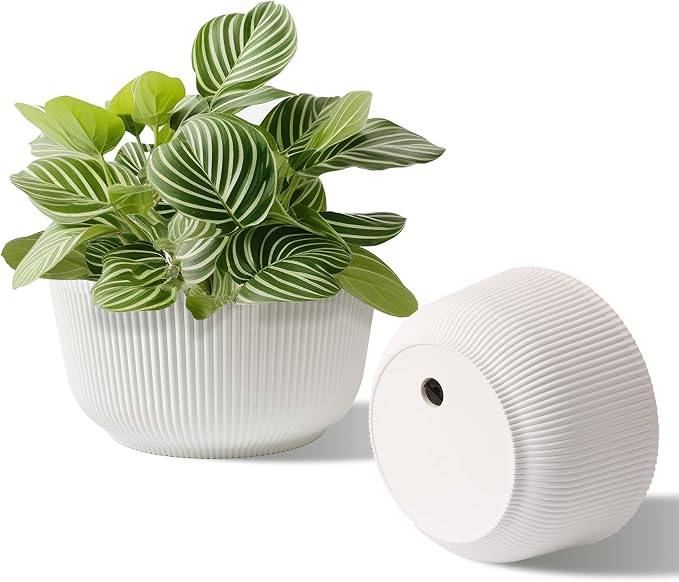 T4U 10 Inch Self Watering Pots for Indoor Plants, 2 Pack Large Plant Pots by T4U
