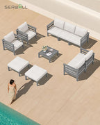 SERWALL HDPE Patio Furniture Set, 4 Pieces Outdoor Sectional Sofa Set, - Image 9