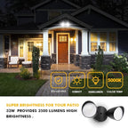 LUTEC 6222B-D2D 3500 Lumen 32 Watt Dusk to Dawn Dual-Head Flood Light Outdoor - Image 3