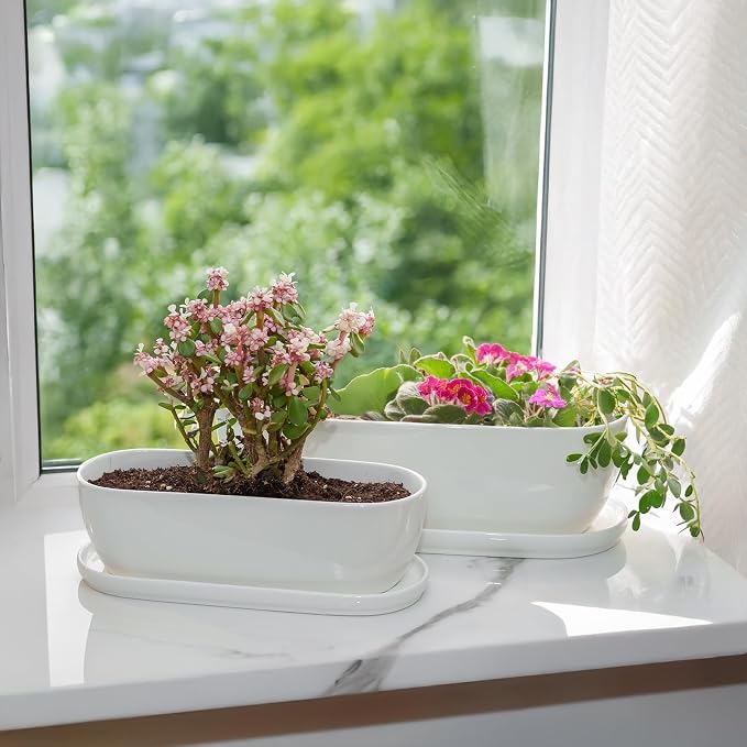 E-liu Ceramic Plant Pots, 11+14 inch, Planters - Image 7