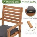 OC Orange-Casual Stackable Patio Dining Chairs Set of 2, Outdoor Acacia Wooden - Image 5