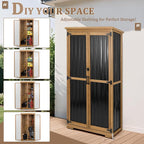 PetsCosset Outdoor Storage Cabinet, Wood & Metal Storage Shed - Image 5