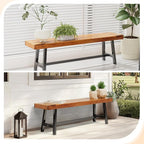 VINGLI Outdoor Bench with Metal Legs Rustic, Wood Dining Bench Indoor Outdoor - Image 7
