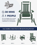 KINGYES Oversized Outdoor Rocking Chair Set of 2, All-Weather Patio Rocking - Image 3
