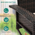 YITAHOME 3-Seats Wicker Hanging Porch Swing Chair Outdoor Gray Rattan Patio - Image 5