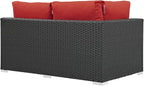 Modway Sojourn Wicker Rattan Outdoor Patio Sunbrella Fabric Left-Arm Loveseat - Image 3