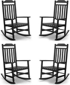 Patio Rocking Chair Outdoor Set of 4, Weather Resistant Poly Resin Oversized by GYMHILL