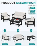 SERWALL HDPE Outdoor Furniture Set, 4 Piece Outdoor Sofa Set - Image 2