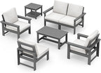 SERWALL HDPE Patio Furniture Set, 7-piece Outdoor Sectional Sofa Set, All - Image 10