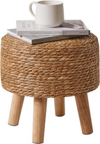 YMYNY Foot Stool Natural Seagrass Hand Weave, 12.6" Small Ottoman, Round - Image 8