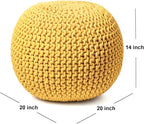 FRELISH DECOR Round Pouf Ottoman Hand Knitted 100% Cotton Pouf Foot Stool - Image 3