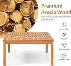 Tangkula Patio Wood Coffee Table, Solid Acacia Wood 35.5 Inches Side Table - Image 5