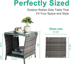 VINGLI Outdoor Wicker Side Table Patio Side Tables - Image 3