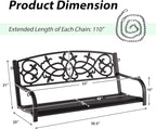 Giantex Patio Metal Porch Swing, 2-Person Hanging Porch Swing Bench - Image 9