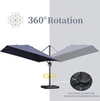 PURPLE LEAF 10' X 13' Patio Umbrella Outdoor Cantilever Rectangle Umbrella - Image 9