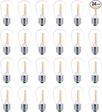 Meconard 24 Pack LED S14 Replacement Light Bulbs, Shatterproof Outdoor 1 Watt by Meconard