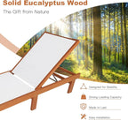 COSTWAY Patio Wood Chaise Lounge Chair, Strong Eucalyptus Wood Frame, - Image 5
