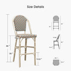 PURPLE LEAF French Bar Stool Set of 4 White Print Finish Patio Bar Stools - Image 6