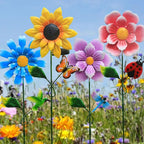 4 Pack Outdoor Solar Lights, Outdoor Waterproof Metal Art Stick Flowers - Image 2