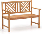 COSTWAY Outdoor Wooden Bench, Outdoor Acacia Wood Loveseat by COSTWAY