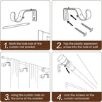Matte Black Curtain Rod Itself is 30-144 inch 2 Pack, Fit 30 to 142, 66 to 120 - Image 5