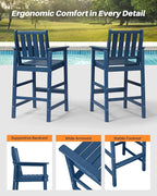 Adirondack Bar Chair Set of 2, HDPE Tall Adirondack Chairs Bar Stools - Image 7