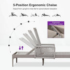 PURPLE LEAF 4 Pieces Outdoor Chaise Lounge Set Rattan Wicker Lounger - Image 6
