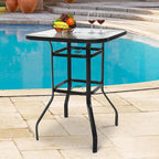 VINGLI Outdoor Bar Table with Umbrella Hole, Modern Black Metal Patio Bar Table - Image 7