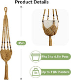 USLAI Macrame Plant Hanger Indoor Outdoor, Fits 3 to 6.5 inch Pots, Hanging - Image 3