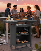 SERWALL Outdoor Bar Table, Patio Bar Cabinet - Image 9