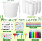 Funnymoom 36 Pcs Garden Plastic Paintable Flower Pot Craft Kit DIY Painting - Image 3
