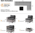 ovios 6 Pieces Patio Furniture Set, Outdoor Wicker Sectional Sofa - Image 2