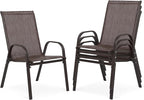 Outdoor Stackable Chairs Set of 4, Stacking Patio Chairs by Villeston