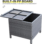 Outdoor Wicker Storage Side Table, Patio Grey PE Rattan End Table - Image 5