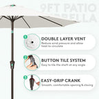 JEAREY 9FT Outdoor Patio Umbrella Outdoor Table Umbrella - Image 2