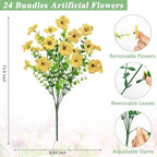 Bassion Artificial Flowers for Outdoors, 24 Bundles UV Resistant Fake Flowers - Image 3