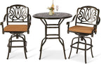 VIVIJASON 3-Piece Patio Swivel Bar Stools Set, All Weather Cast Aluminum by VIVIJASON