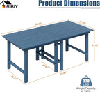 Anbuy Patio HDPE Dining Table Sets, Removable 2-in-1 Outdoor Patio Table - Image 2