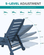 SERWALL Patio Chaise Lounge Chair, Poly Lounge Chair - Image 4