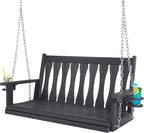 HIPS All-Weather Outdoor Hanging Porch Swing, 2 Seat Hanging Swing Bench by CONGFUTT